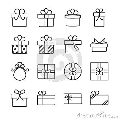 Gift box and present icons Vector Illustration