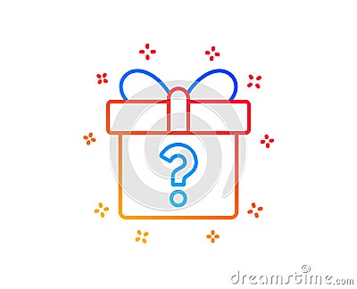 Gift box with Question mark line icon. Present. Vector Vector Illustration