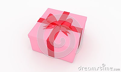 Gift box with red bow isolated on white background Stock Photo