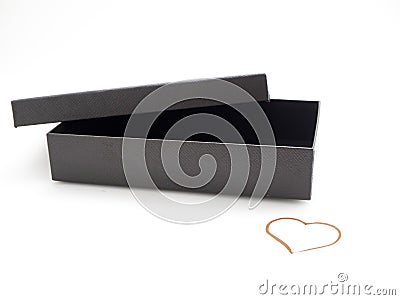 Gift Box with Red Paper Heart on Valentine's Day Stock Photo