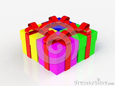 Gift box, with ribbon like a present. over white background Stock Photo