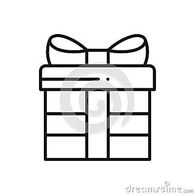 Gift box with ribbon line icon. Present, giftbox. Party celebration birthday holidays theme. Sign and symbol. Vector Vector Illustration