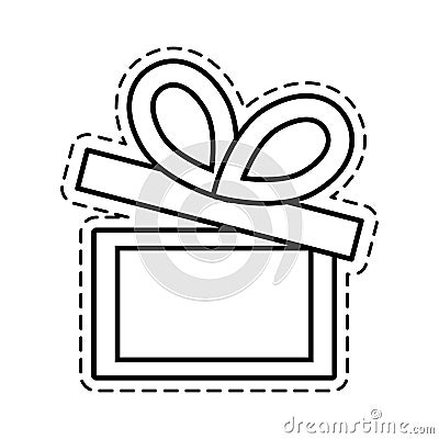 gift box ribbon parcel shopping open cut line Cartoon Illustration