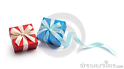 Gift Box with Ribbon on White Background Stock Photo