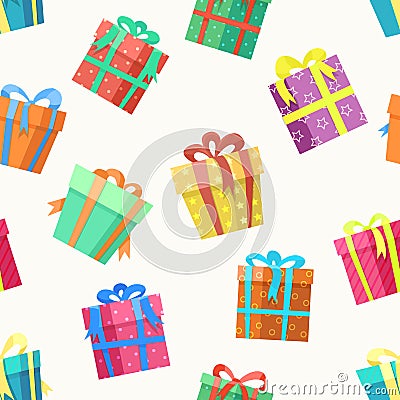 Gift box seamless pattern Vector Illustration