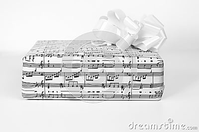 A gift box with sheet music Stock Photo