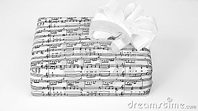 A gift box with sheet music Stock Photo