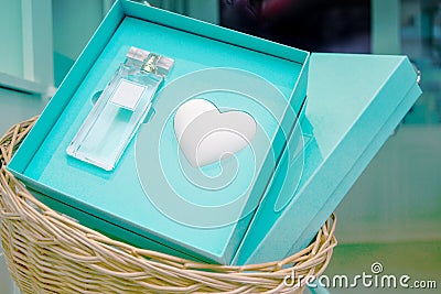 Gift box in showcases, give presents, celebration, surprise Stock Photo