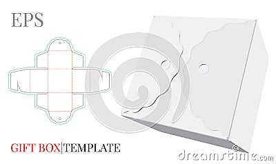 Gift Box Template. Vector with die cut / laser cut lines. Self Lock, Cut and Fold Packaging Design Vector Illustration