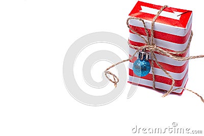 Gift box white background. Stock Photo