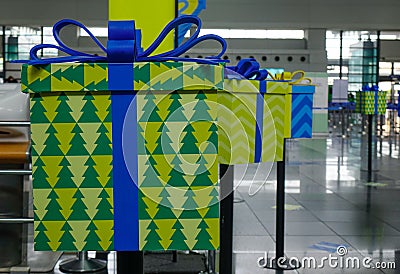 Gift boxes for decoration at the airport Stock Photo