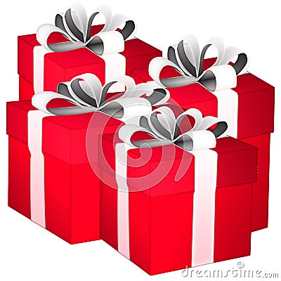 gift boxes. gift boxes with ribbons on white background Stock Photo