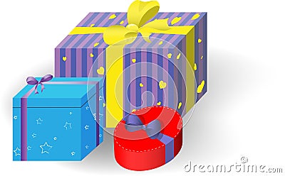 Gift Boxes. the Holidays Christmas, New Year, Birthday, Valentine s Day. Vector Illustration