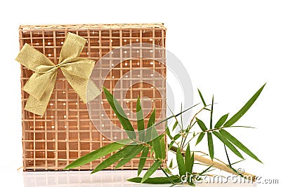 Gift boxes made of bamboo Stock Photo