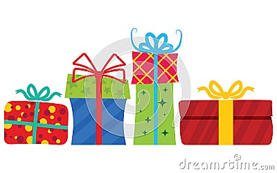 Gift boxes with ribbon. Vector Illustration