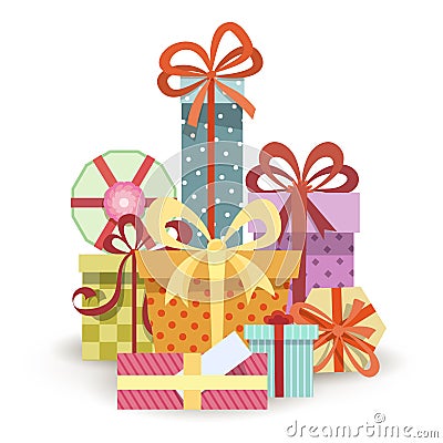 Gift boxes stack Vector Illustration
