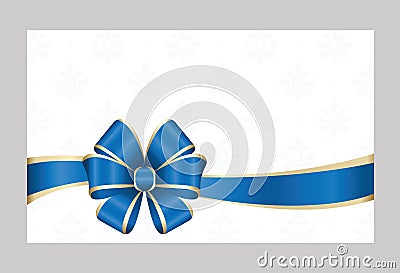 Gift Card With Blue Ribbon And A Bow Vector Illustration