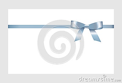 Gift Card With Blue Ribbon And A Bow Isolated on white background. Vector Illustration