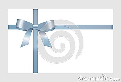 Gift Card With Blue Ribbon And A Bow Isolated on white background. Vector Illustration