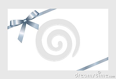 Gift Card With Blue Ribbon And A Bow Vector Illustration