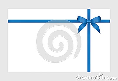 Gift Card With Blue Ribbon And A Bow Vector Illustration