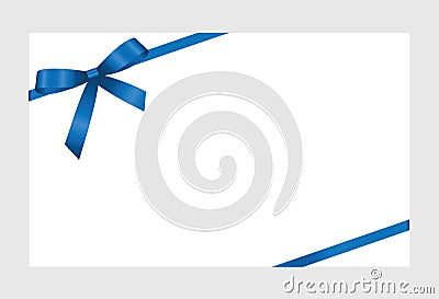 Gift Card With Blue Ribbon And A Bow Vector Illustration