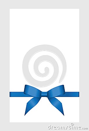 Gift Card With Blue Ribbon And A Bow Vector Illustration