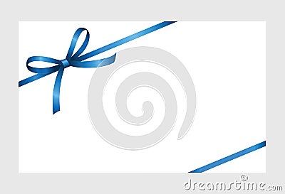 Gift Card With Blue Ribbon And A Bow Vector Illustration