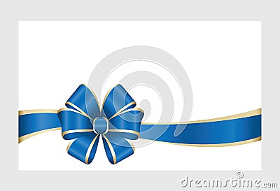 Gift Card With Blue Ribbon And A Bow Vector Illustration