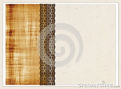 Gift card with color squares and brown lace Vector Illustration