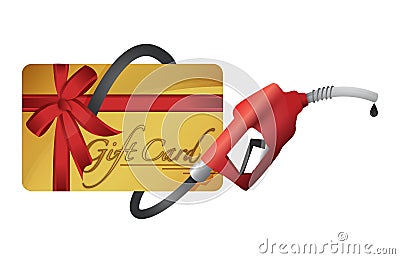 Gift card with a gas pump nozzle Cartoon Illustration