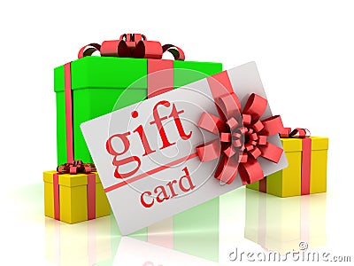 Gift card and gifts Stock Photo