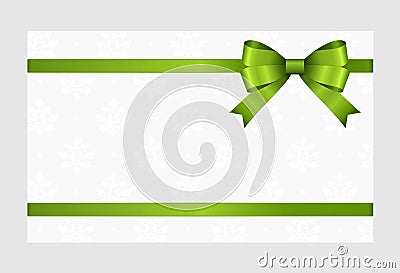 Gift Card With Green Ribbon And A Bow Vector Illustration