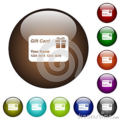 Gift card with name and numbers color glass buttons Vector Illustration