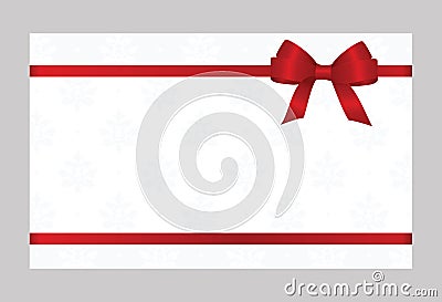 Gift Card With Red Ribbon And A Bow Vector Illustration