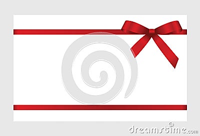 Gift Card With Red Ribbon And A Bow Vector Illustration