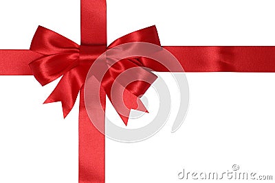 Gift card with red ribbon for gifts on Christmas or birthday Stock Photo