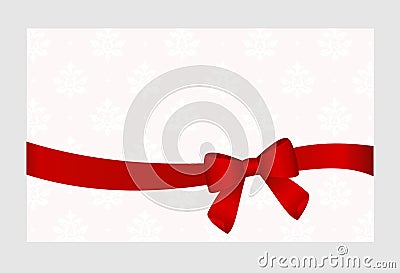 Gift Card with Red Satin Gift Bow, has space for text on background. Vector Illustration