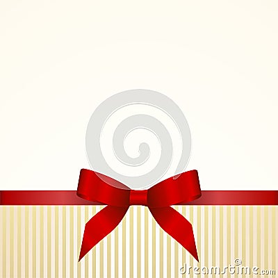 Gift Card with Red Satin Gift Bow Vector Illustration