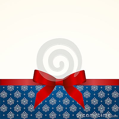 Gift Card with Red Satin Gift Bow Vector Illustration