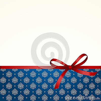 Gift Card with Red Satin Gift Bow Vector Illustration