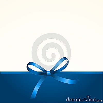 Gift Card with Shiny Blue Satin Gift Bow Vector Illustration