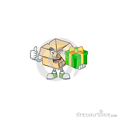 With gift cardboard open in the cartoon shape Vector Illustration