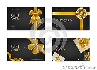 Gift Cards 2x2 Realistic Set Vector Illustration
