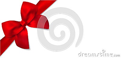 Gift certificate with Gift red bow Vector Illustration