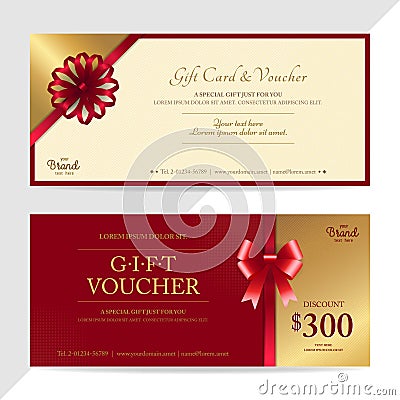 Gift certificate, voucher, gift card or cash coupon template in Vector Illustration