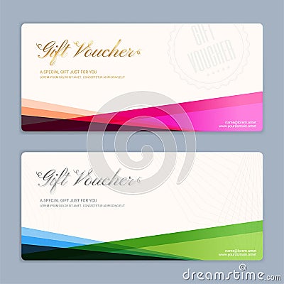 Gift certificate, voucher, gift card or cash coupon template Vector Illustration