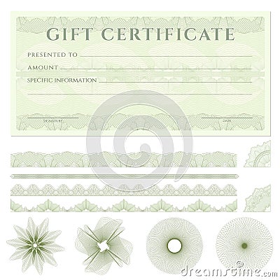 Gift certificate (voucher) template with borders Vector Illustration