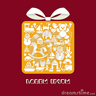 A gift with children toys Vector Illustration