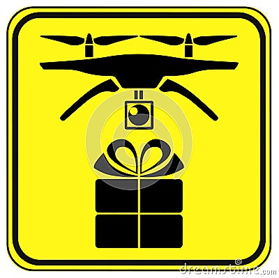 Gift Delivery by Drone Stock Photo